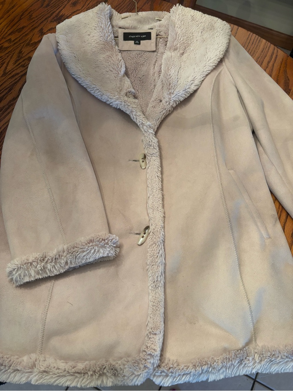 Jones New York Cream Faux-Shearling Teddy Jacket